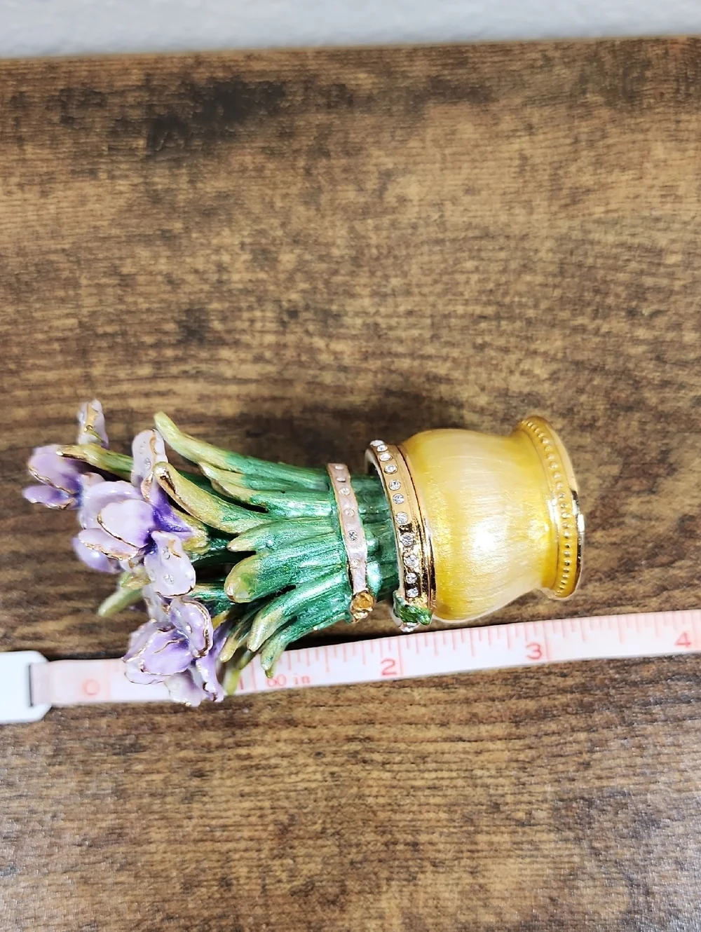 Miniature Jeweled Iris Flower Trinket Holder